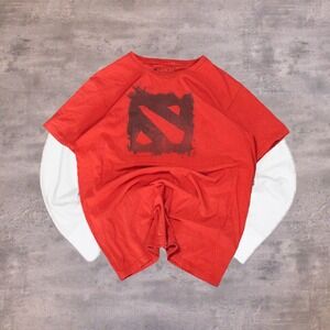 Y2K 2012 Dota I Promo Faded Red Double Stich Red T-Shirt